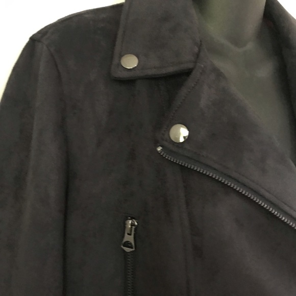 FRENCH CONNECTION | Faux Suede Grey Moto Jacket - Picture 3 of 8